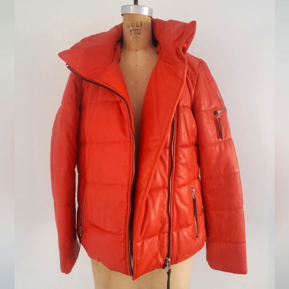 Mauritius Leather jacket, size L, color orange